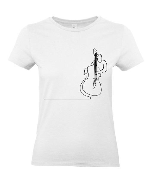 T-shirt Femme Ligne Contrebasse [Graphique, Design, Trait, Musique, Jazz] T-shirt Manches Courtes, Col Rond