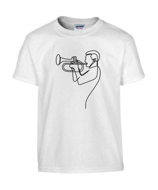 T-shirt Homme Ligne Trompette [Graphique, Design, Trait, Musique, Jazz] T-shirt Manches Courtes, Col Rond