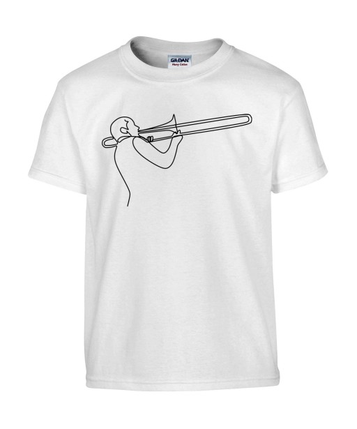 T-shirt Homme Ligne Trombonne [Graphique, Design, Trait, Musique, Jazz] T-shirt Manches Courtes, Col Rond