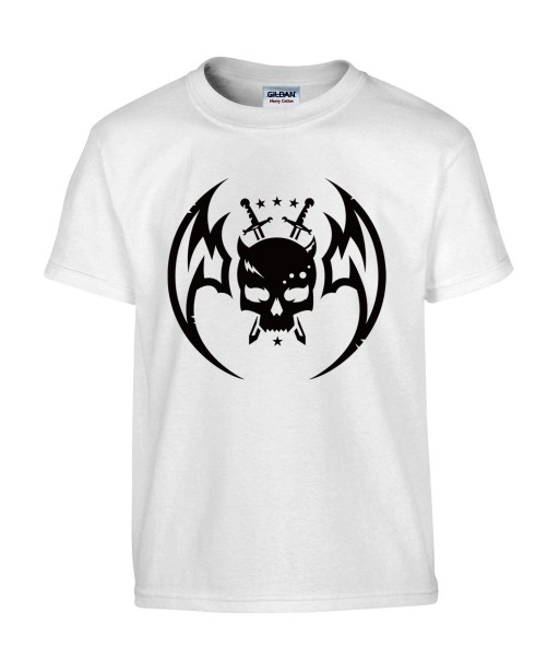 T-shirt Homme Tête de Mort Gothique [Skull, Ange, Démon] T-shirt Manches Courtes, Col Rond
