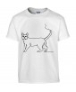 T-shirt Homme Ligne Chat [Graphique, Design, Trait, Animaux] T-shirt Manches Courtes, Col Rond