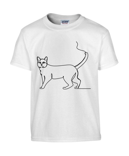 T-shirt Homme Ligne Chat [Graphique, Design, Trait, Animaux] T-shirt Manches Courtes, Col Rond