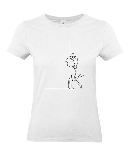 T-shirt Femme Ligne Couple Passion [Graphique, Design, Trait, Mariage, Romantique, Love] T-shirt Manches Courtes, Col Rond