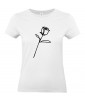 T-shirt Femme Ligne Rose Tige [Graphique, Trait, Mariage, Romantique, Love, Fleur, Nature] T-shirt Manches Courtes, Col Rond