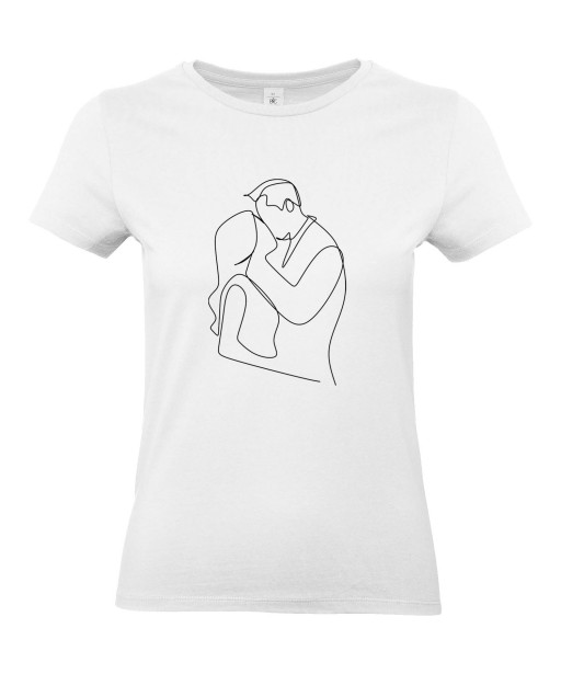 T-shirt Femme Ligne Couple Amour [Graphique, Design, Trait, Mariage, Romantique, Amour, Love] T-shirt Manches Courtes, Col Rond