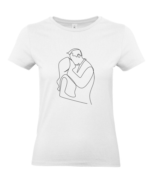 T-shirt Femme Ligne Couple Amour [Graphique, Design, Trait, Mariage, Romantique, Amour, Love] T-shirt Manches Courtes, Col Rond