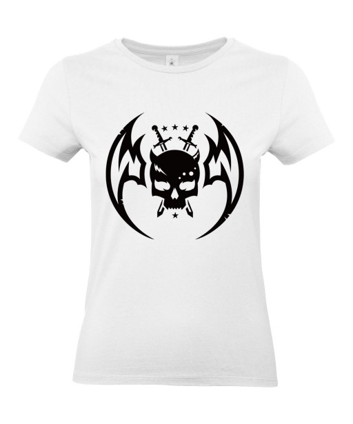 T-shirt Femme Tête de Mort Gothique [Skull, Ange, Démon] T-shirt Manches Courtes, Col Rond