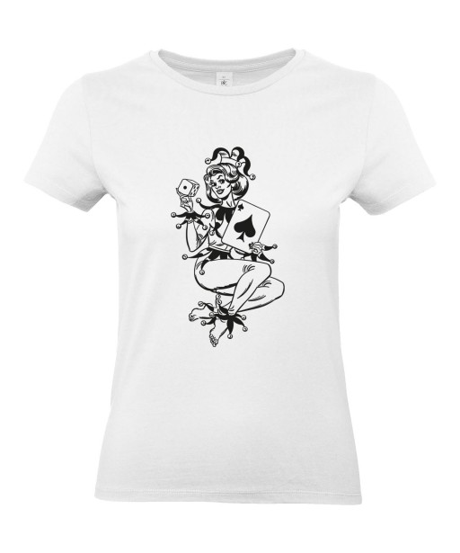 T-shirt Femme Pin-Up Poker [Rétro, Bouffon, Casino, Cartes, Dé, Vintage, Sexy] T-shirt Manches Courtes, Col Rond