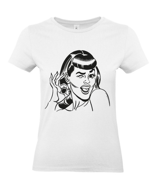 T-shirt Femme Pin-Up Clin d'Oeil [Rétro, Vintage, Sexy] T-shirt Manches Courtes, Col Rond