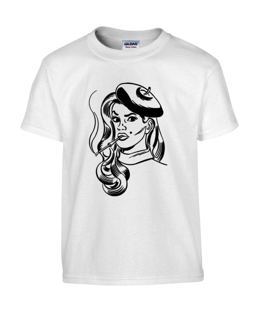 T-shirt Homme Pin-Up Cigarette [Rétro, Vintage, Sexy] T-shirt Manches Courtes, Col Rond