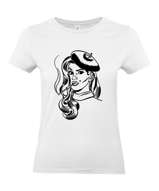 T-shirt Femme Pin-Up Cigarette [Rétro, Vintage, Sexy] T-shirt Manches Courtes, Col Rond