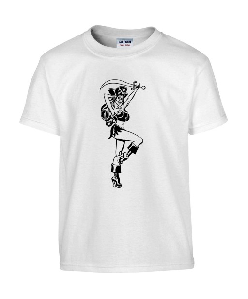 T-shirt Homme Pin-Up Pirate [Rétro, Sabre, Bottes, Vintage, Sexy] T-shirt Manches Courtes, Col Rond