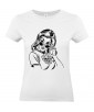 T-shirt Femme Pin-Up Rebelle [Rétro, Tête de Mort, Skull, Rock, Vintage, Sexy] T-shirt Manches Courtes, Col Rond