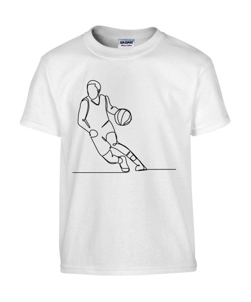 T-shirt Homme Ligne Basketball [Graphique, Design, Trait, Sport, Ballon] T-shirt Manches Courtes, Col Rond