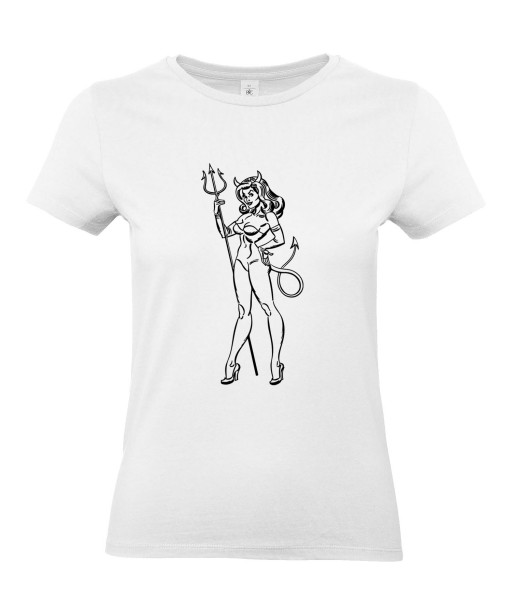 T-shirt Femme Pin-Up Diablesse [Rétro, Coquin, Vintage, Sexy] T-shirt Manches Courtes, Col Rond