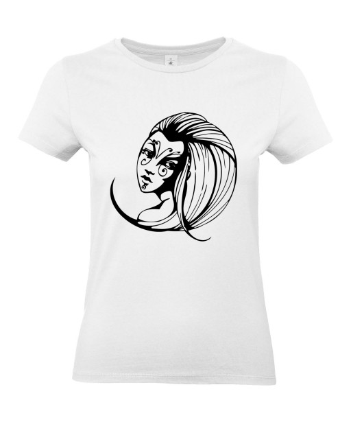 T-shirt Femme Tattoo Visage [Tatouage, Femme, Papillon] T-shirt Manches Courtes, Col Rond