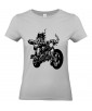T-shirt Femme Tattoo Motard [Tête de Mort, Skull, Tatouage Moto, Biker] T-shirt Manches Courtes, Col Rond