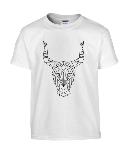 T-shirt Homme Tattoo Géométrique Taureau [Tatouage, Animaux, Design, Graphique, Zodiac] T-shirt Manches Courtes, Col Rond