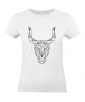 T-shirt Femme Tattoo Géométrique Taureau [Tatouage, Animaux, Design, Graphique, Zodiac] T-shirt Manches Courtes, Col Rond
