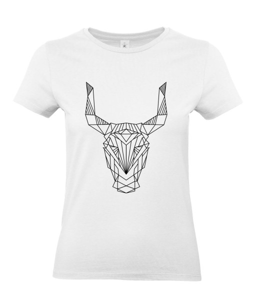 T-shirt Femme Tattoo Géométrique Taureau [Tatouage, Animaux, Design, Graphique, Zodiac] T-shirt Manches Courtes, Col Rond