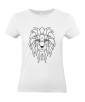 T-shirt Femme Tattoo Géométrie Lion [Tatouage, Animaux, Graphique, Design Géométrique, Zodiac] T-shirt Manches Courtes, Col Rond