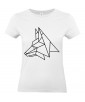 T-shirt Femme Tattoo Géométrique Loup [Tatouage, Design, Graphique, Animaux] T-shirt Manches Courtes, Col Rond