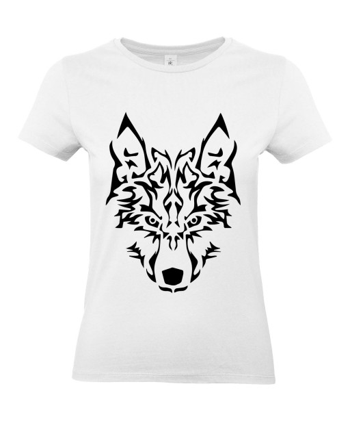 T-shirt Femme Tattoo Tribal Loup [Tatouage, Animaux, Design, Graphique] T-shirt Manches Courtes, Col Rond