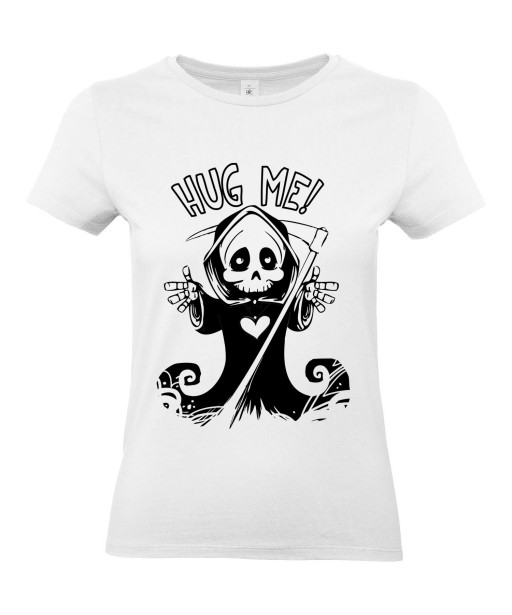 T-shirt Femme Tête de Mort Hug Me [Skull, Gothique, Faucheuse, Câlin, Cute, Mignon] T-shirt Manches Courtes, Col Rond