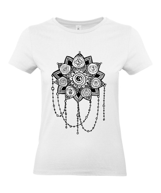 T-shirt Femme Tattoo Yin Yang [Tatouage, Zen, Spiritualité, Symboles, Graphique, Design] T-shirt Manches Courtes, Col Rond