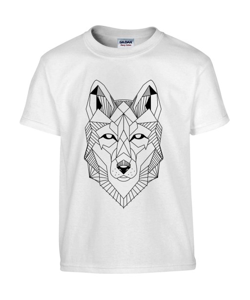 T-shirt Homme Tattoo Géométrie Loup [Tatouage, Animaux, Géométrique, Graphique, Design] T-shirt Manches Courtes, Col Rond