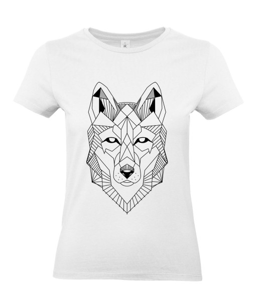 T-shirt Femme Tattoo Géométrie Loup [Tatouage, Animaux, Géométrique, Graphique, Design] T-shirt Manches Courtes, Col Rond