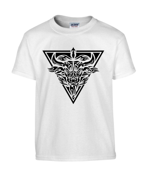 T-shirt Homme Tattoo Tribal Taureau [Tatouage, Animaux, Zodiac] T-shirt Manches Courtes, Col Rond