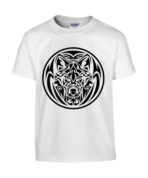 T-shirt Homme Tattoo Tribal Design Loup [Tatouage, Animaux, Graphique] T-shirt Manches Courtes, Col Rond