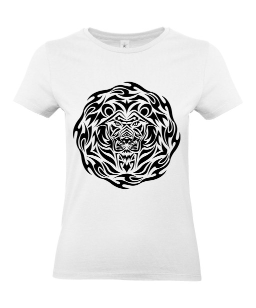 T-shirt Femme Tattoo Tribal Design Lion [Tatouage, Animaux, Graphique, Zodiac] T-shirt Manches Courtes, Col Rond