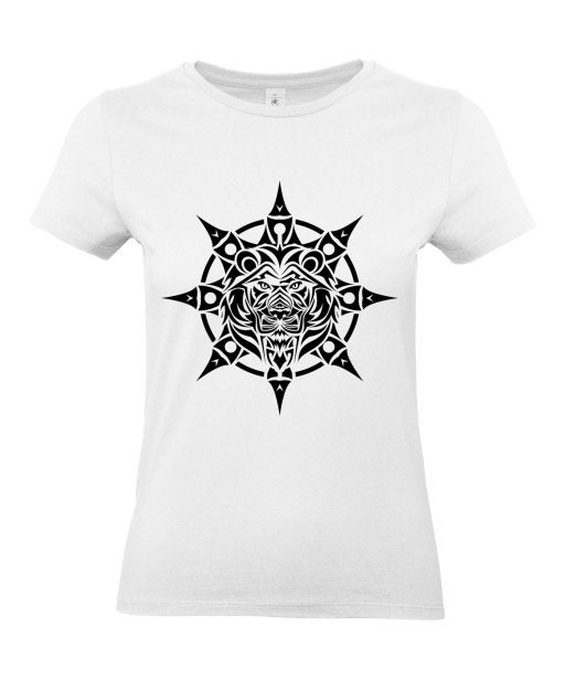 T-shirt Femme Tattoo Tribal Étoile Lion [Tatouage, Animaux, Graphique, Design, Zodiac] T-shirt Manches Courtes, Col Rond