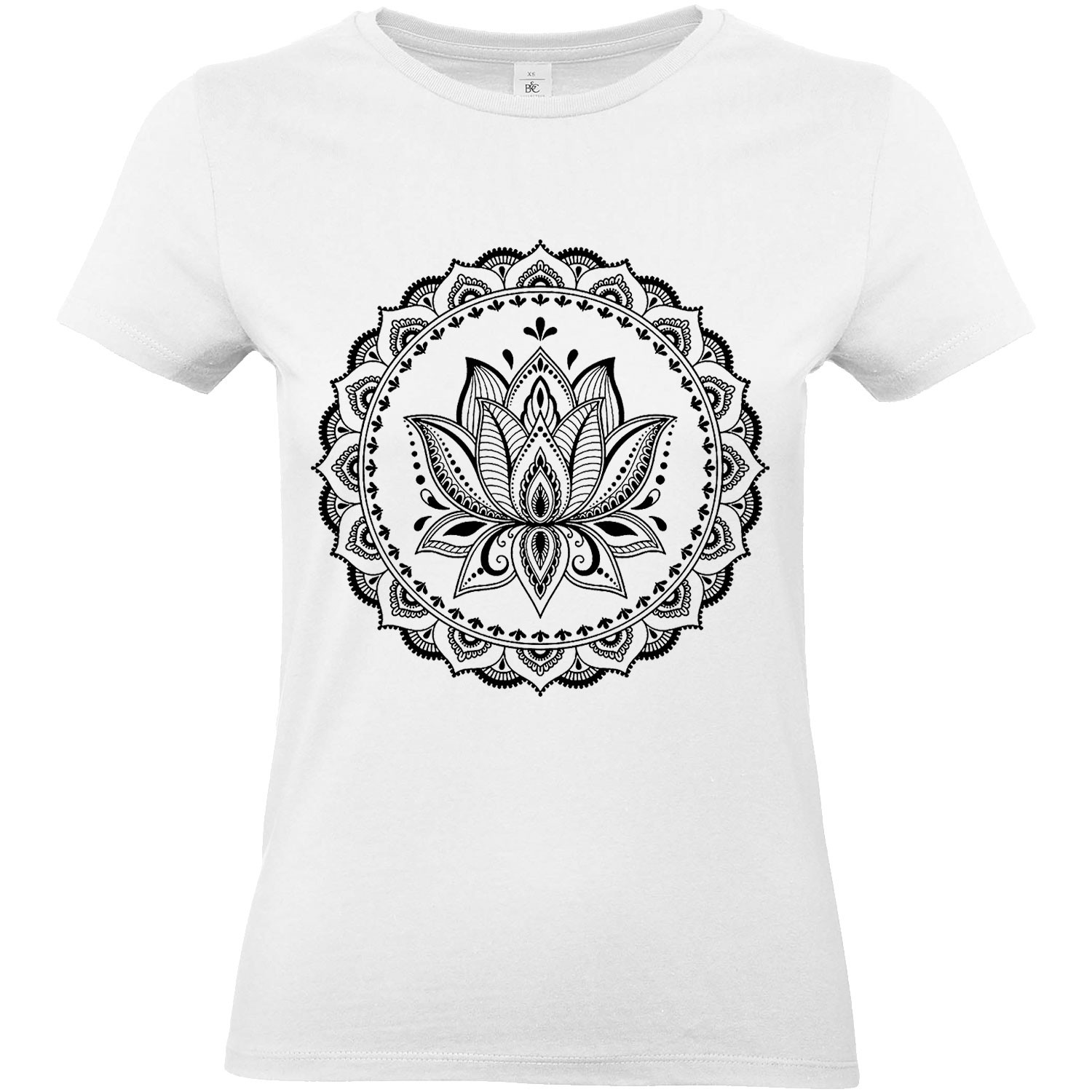Femme Mandala Lotus Méditation Fleur Floral Spirituel Yoga T-Shirt avec Col en V 