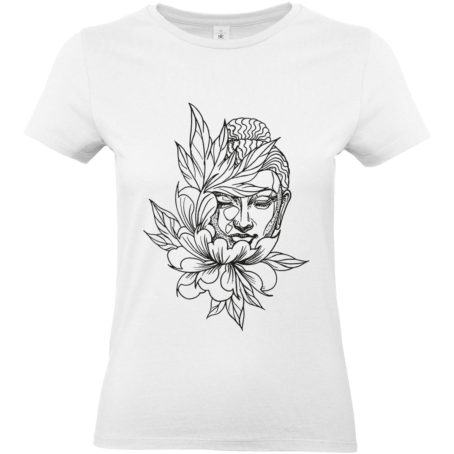 Tatouage Tete De Bouddha Femme T-shirt Femme Tattoo Buddha Lotus [Tatouage, Bouddha, Religion, Zen,  Spiritualité ] T-shirt Manches Courtes, Col Rond | KreaMode